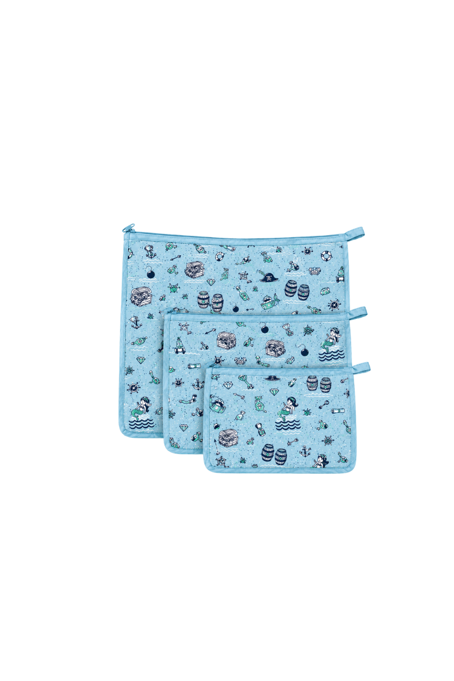 Pouch set- Light Blue Sea Print