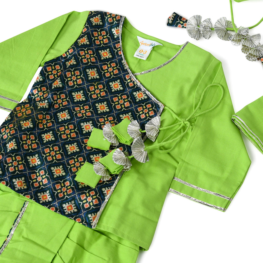 Green Patola Printed Jaamna