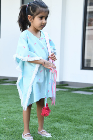 Blue And Pink Flamingo Kaftan Dress