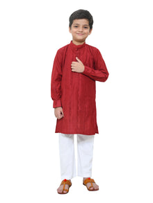  Mahroon Pintex Kurta With White Pajama
