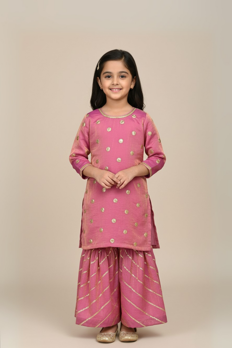 Mauve tissue sharara set