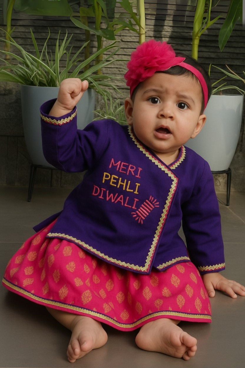 Meri Pehli Diwali Pink Lehenga Set