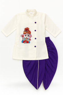  Ganesha embroidred kurta and dhoti