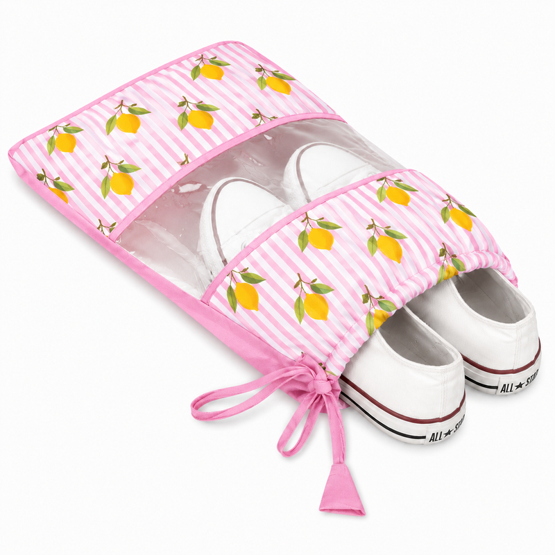Shoe Bag - Pink Lemon Print