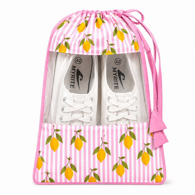 Shoe Bag - Pink Lemon Print