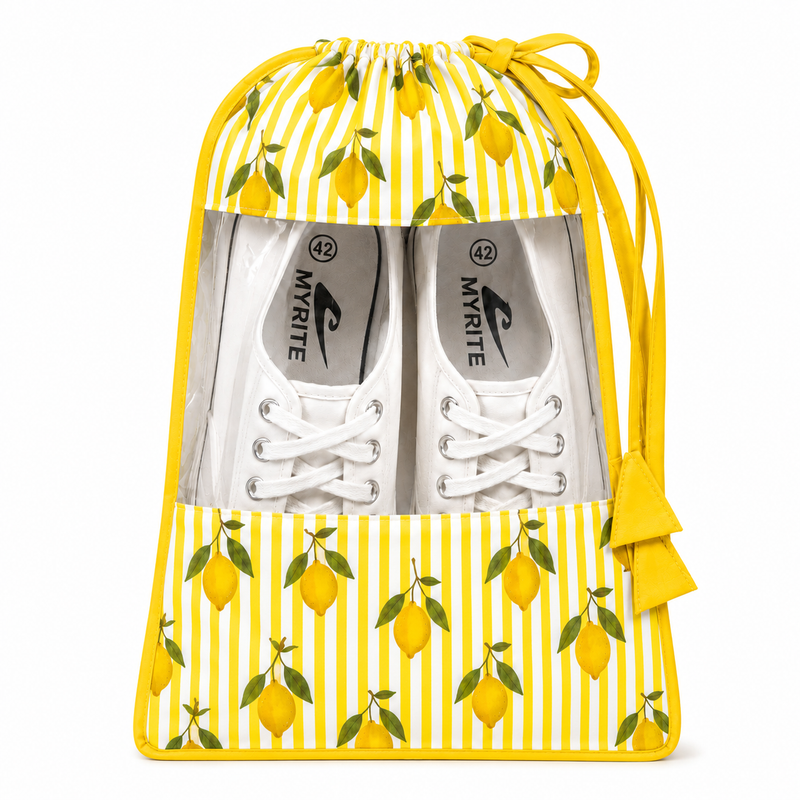 Shoe Bag - Yellow Lemon Print