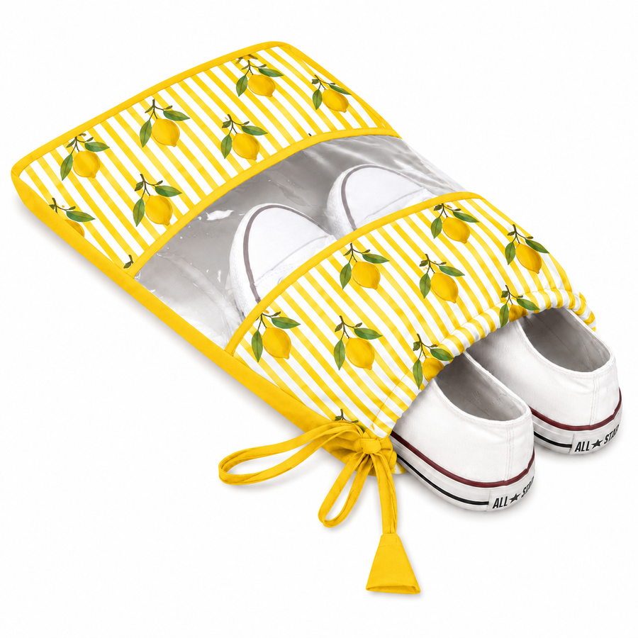 Shoe Bag - Yellow Lemon Print