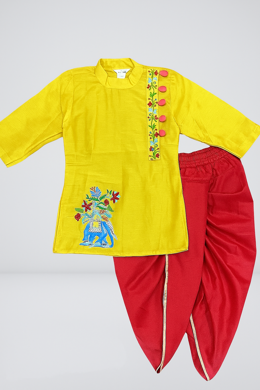 Yellow Kurta With Side Buttons