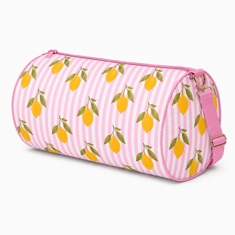 Duffle Bag-  Pink Lemon Print