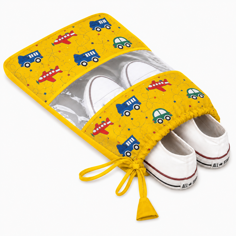 Shoe Bag - Yellow Toy Print