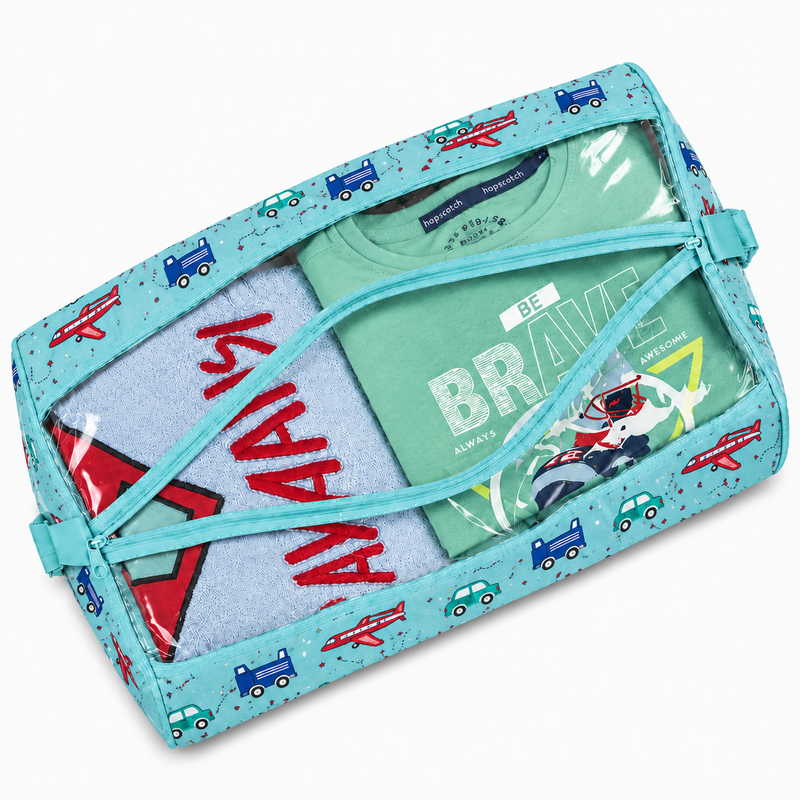 Duffle Bag-  Blue Transport Print
