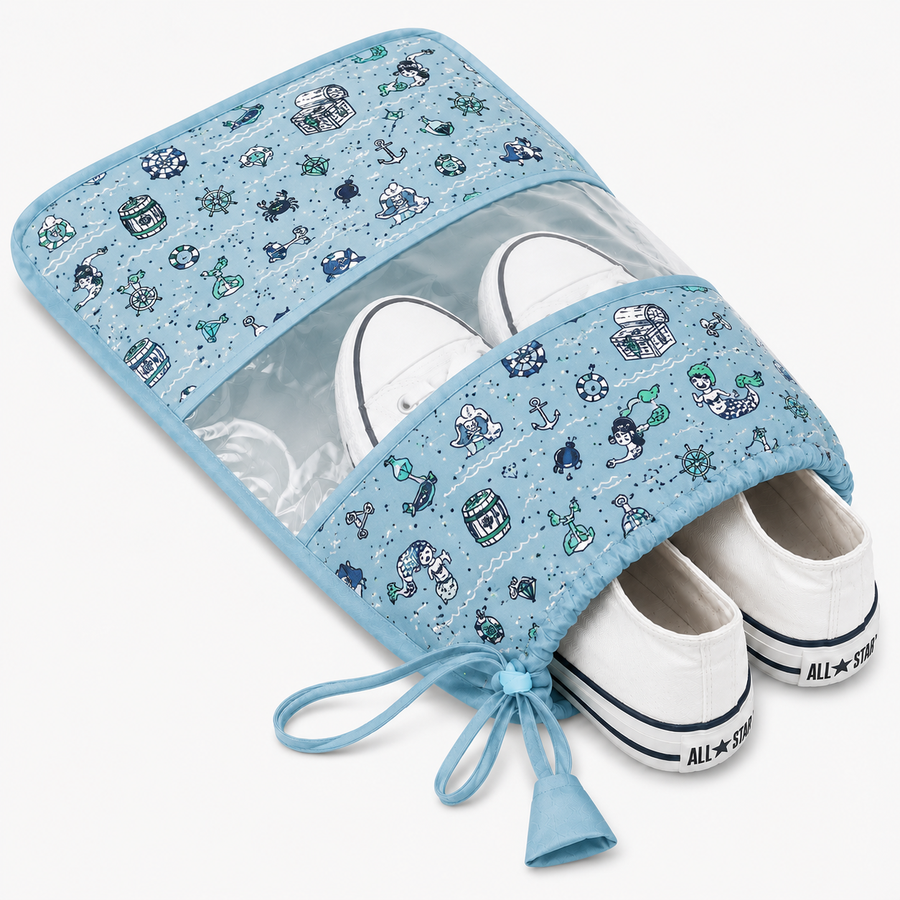 Shoe Bag – Light Blue Sea Print