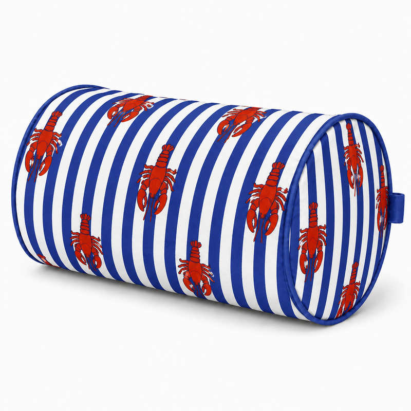 Duffle Bag-  Navy Blue Stripe & Red Lobster Print