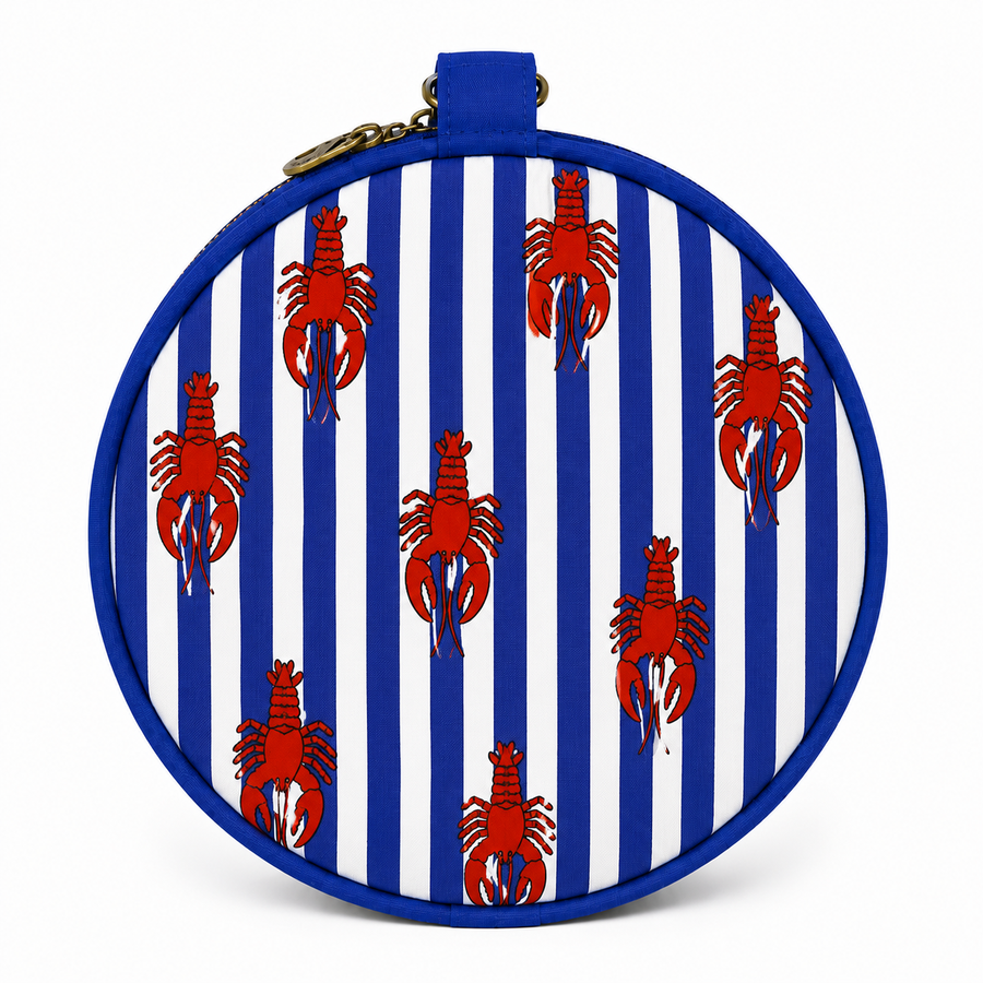 Duffle Bag-  Navy Blue Stripe & Red Lobster Print