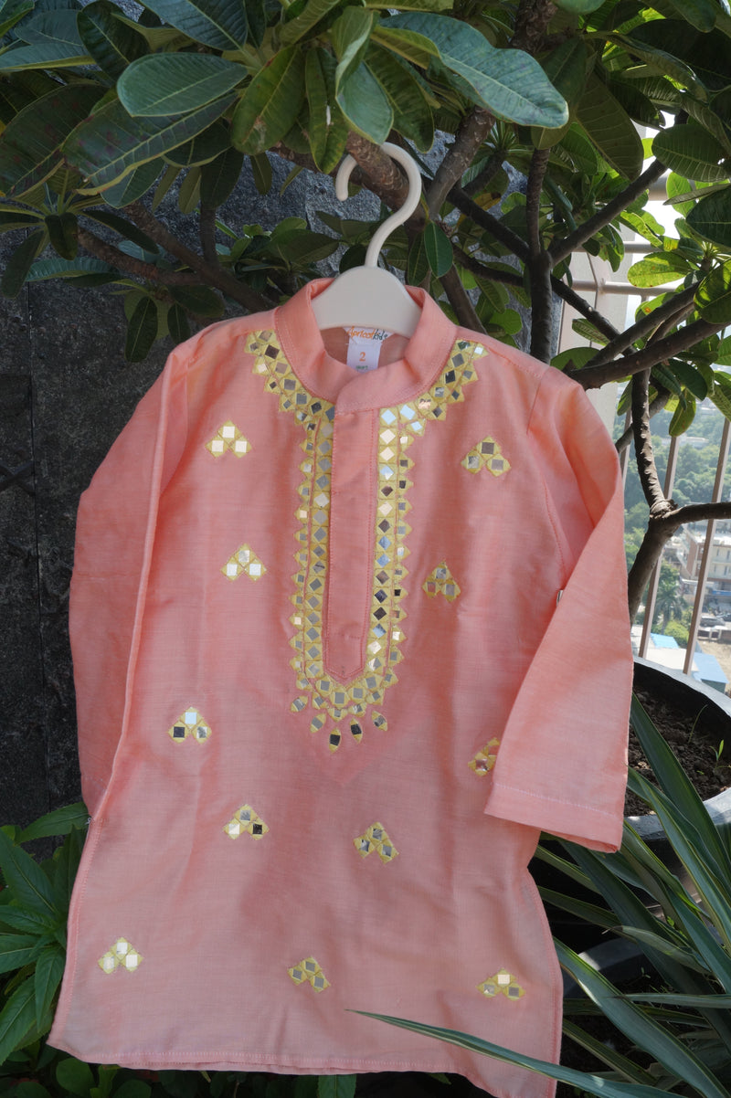 Peach Mirrorwork Kurta