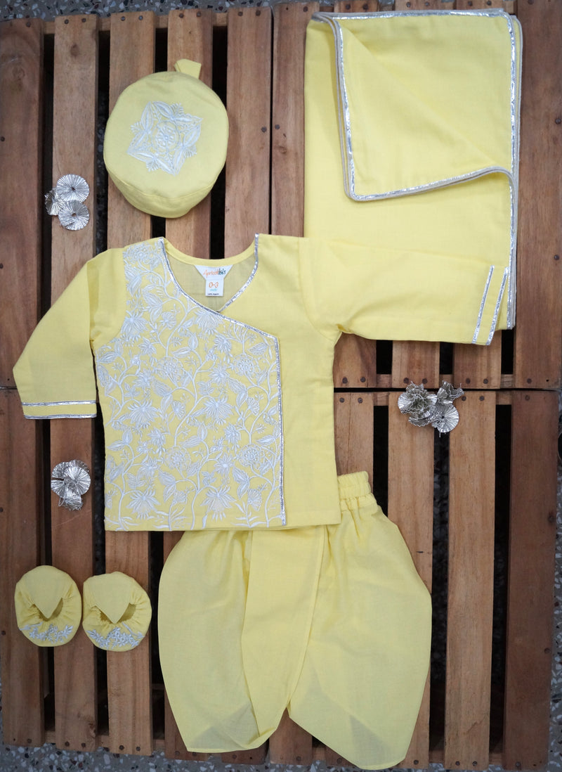 Yellow Jaal Embroidered Jaamna