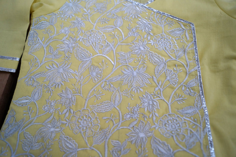 Yellow Jaal Embroidered Jaamna