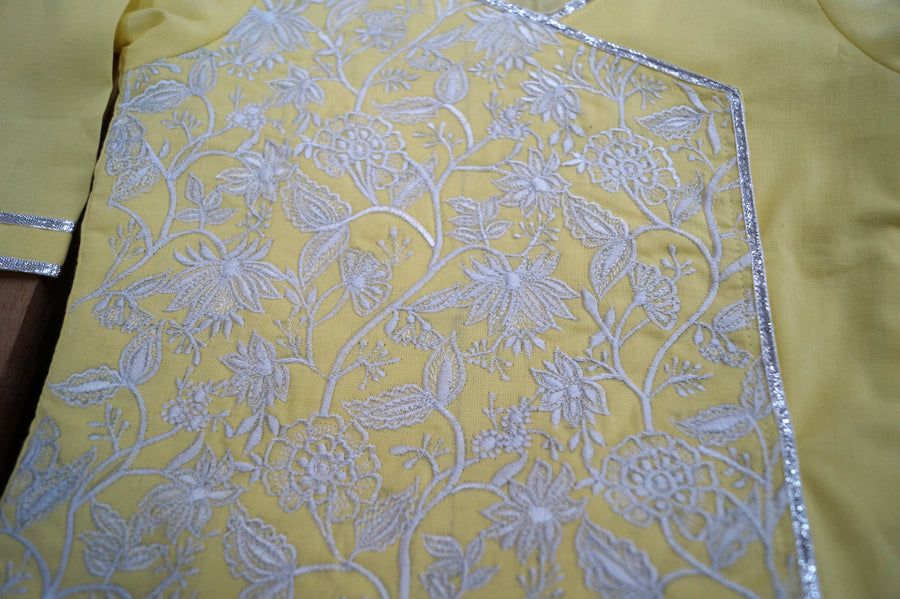 Yellow Jaal Embroidered Jaamna