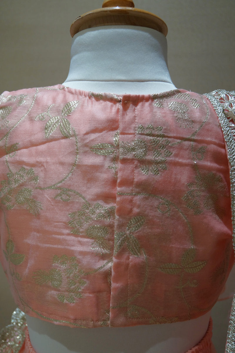 Peach Organza Lengha