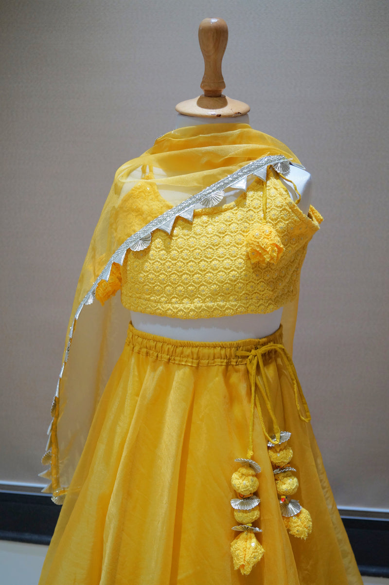 Yellow Organza Lengha