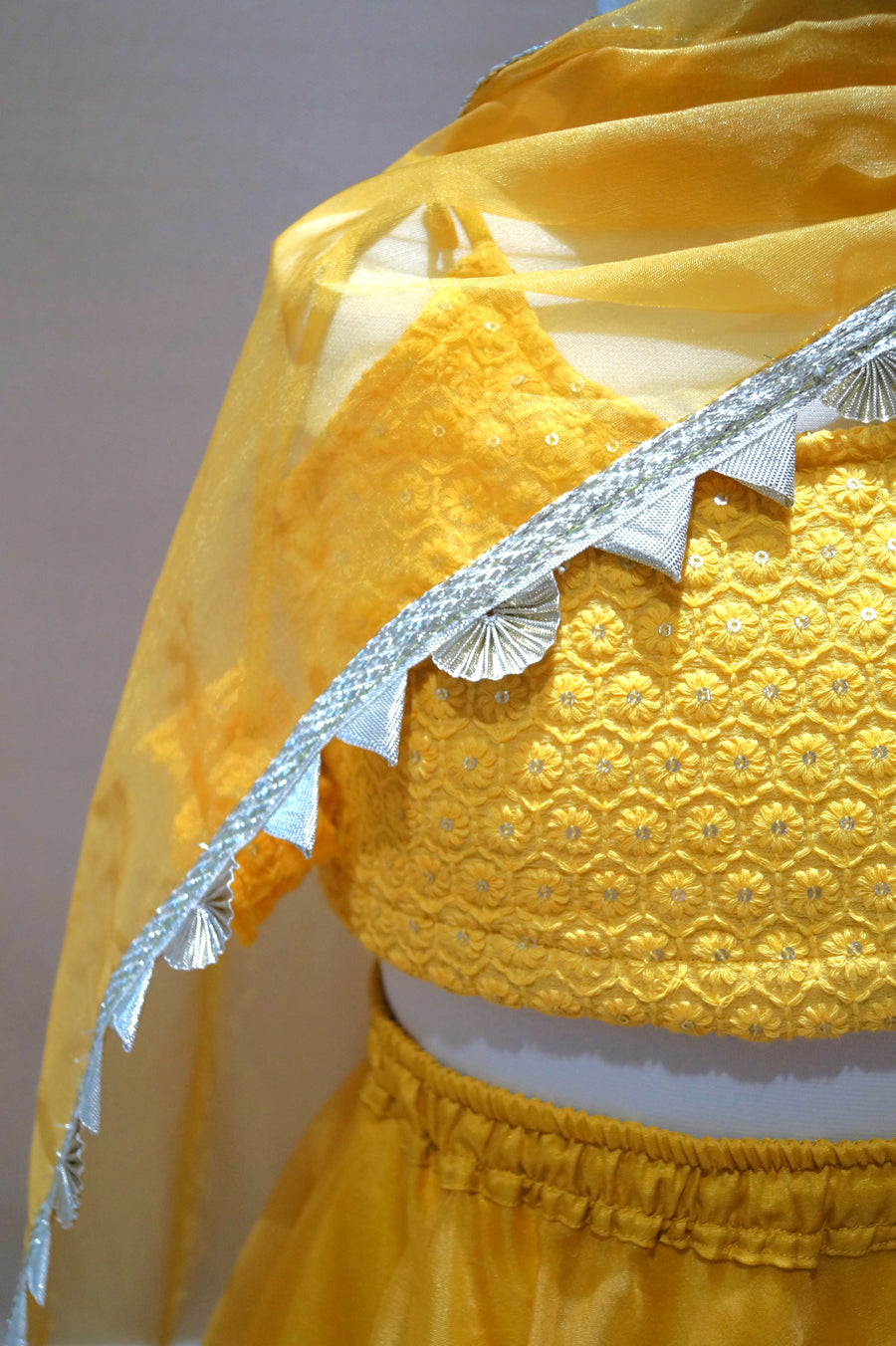 Yellow Organza Lengha