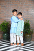 Sea green Cotton Mul Floral Embroidary Kurta With Pant For Boys