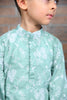 Sea green Cotton Mul Floral Embroidary Kurta With Pant For Boys