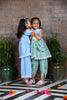 Sea green Cotton Mul Floral Embroidary Kurta With dhoti Pant and purse