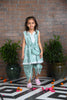 Sea green Cotton Mul Floral Embroidary Kurta With dhoti Pant and purse