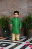 Green leheriya kota kurta with beige pants