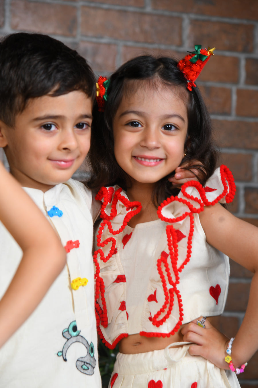 off white heart embroidered skirt with top