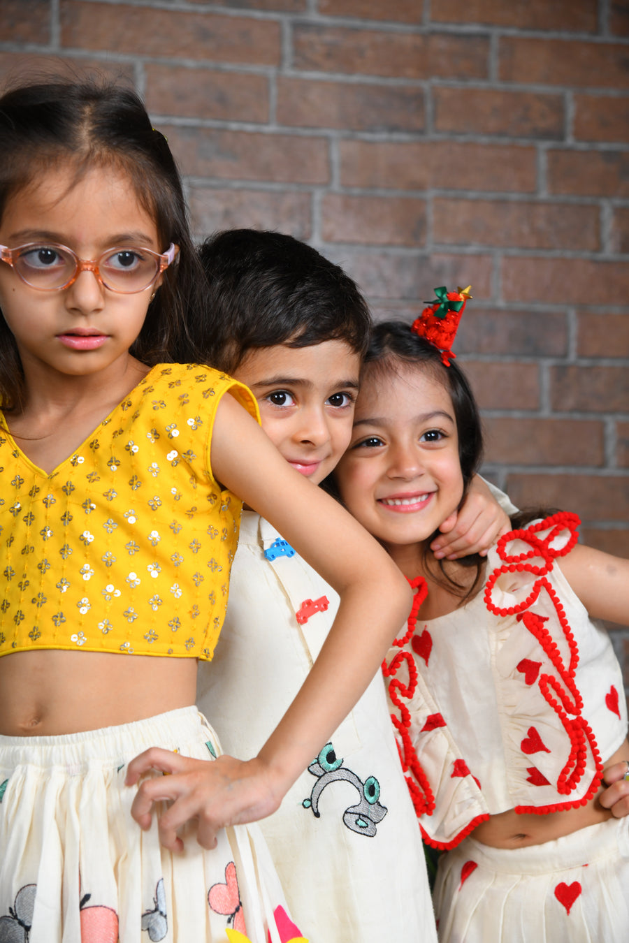 off white heart embroidered skirt with top