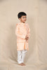 Peach Kurta With Mirrorwork Open Jacket
