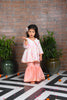 White Floral kurta with peach sharara