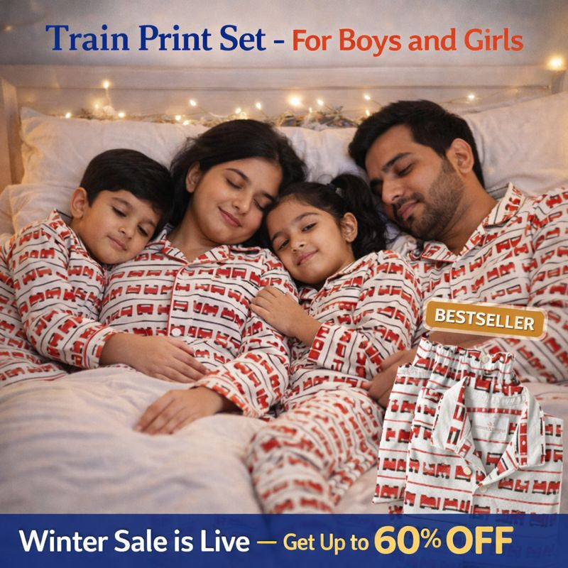 Train Print Set – Choo-Choo Fun Nightwear for Boys & Girls