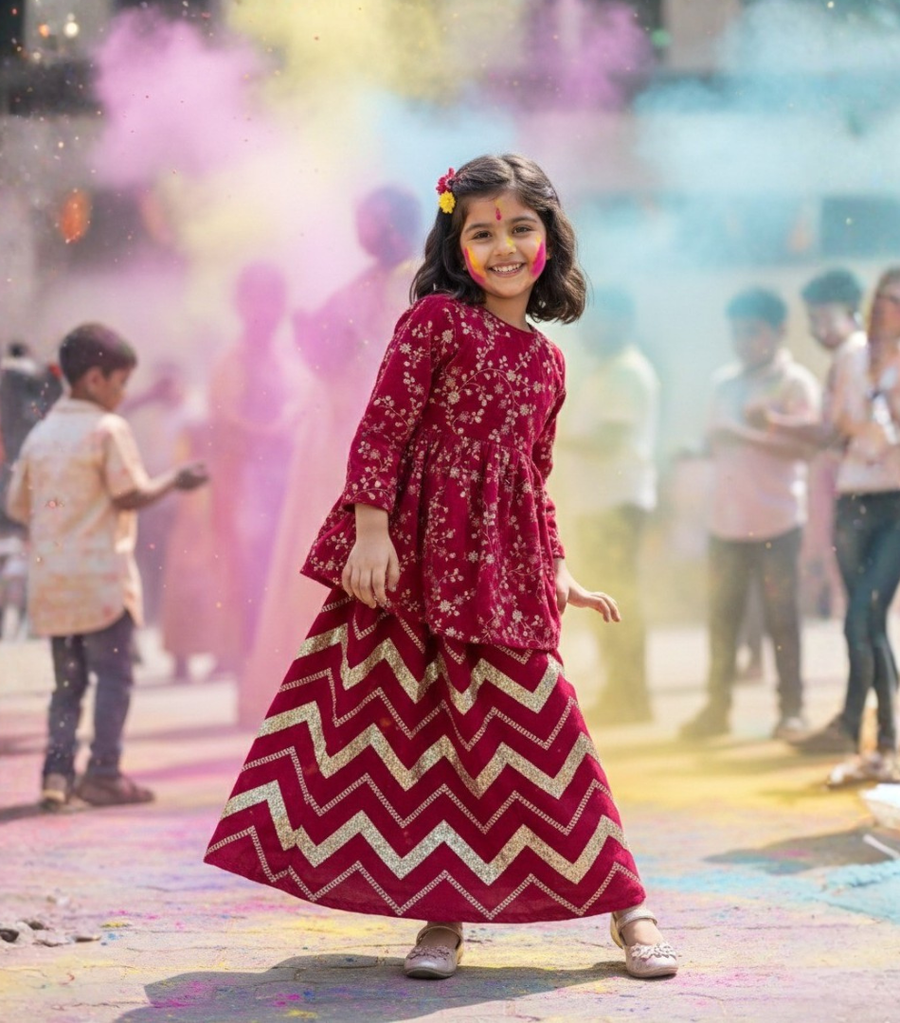 Embrodierd velvet Lengha set