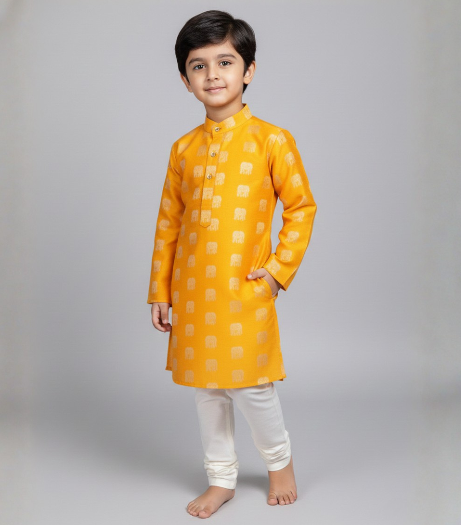 Golden Elephant Kurta Set