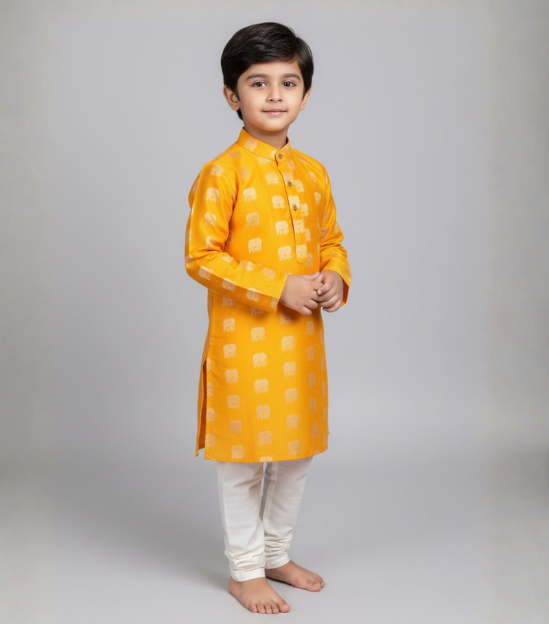 Golden Elephant Kurta Set