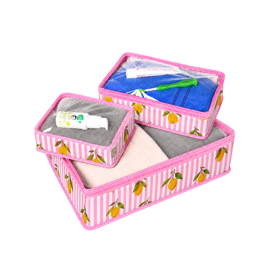 Organiser Set- Pink Lemon Print