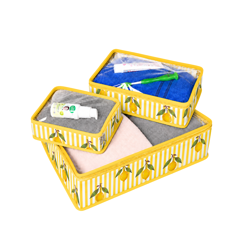 Organiser Set- Yellow Lemon Print