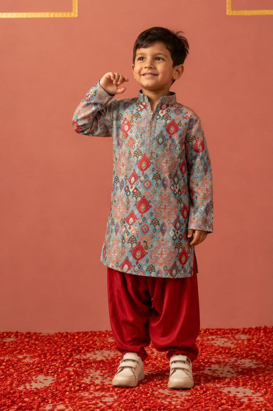 Grey Ikhat kurta with Salwar