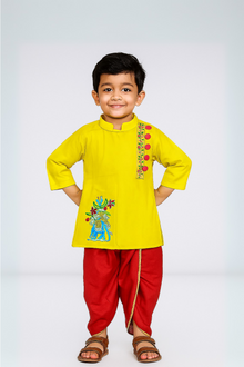  Yellow Kurta With Side Buttons