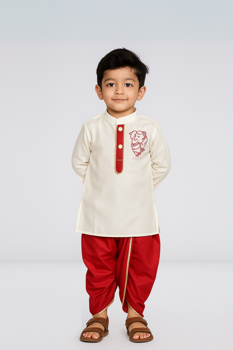 Off White kurta with Ganpati