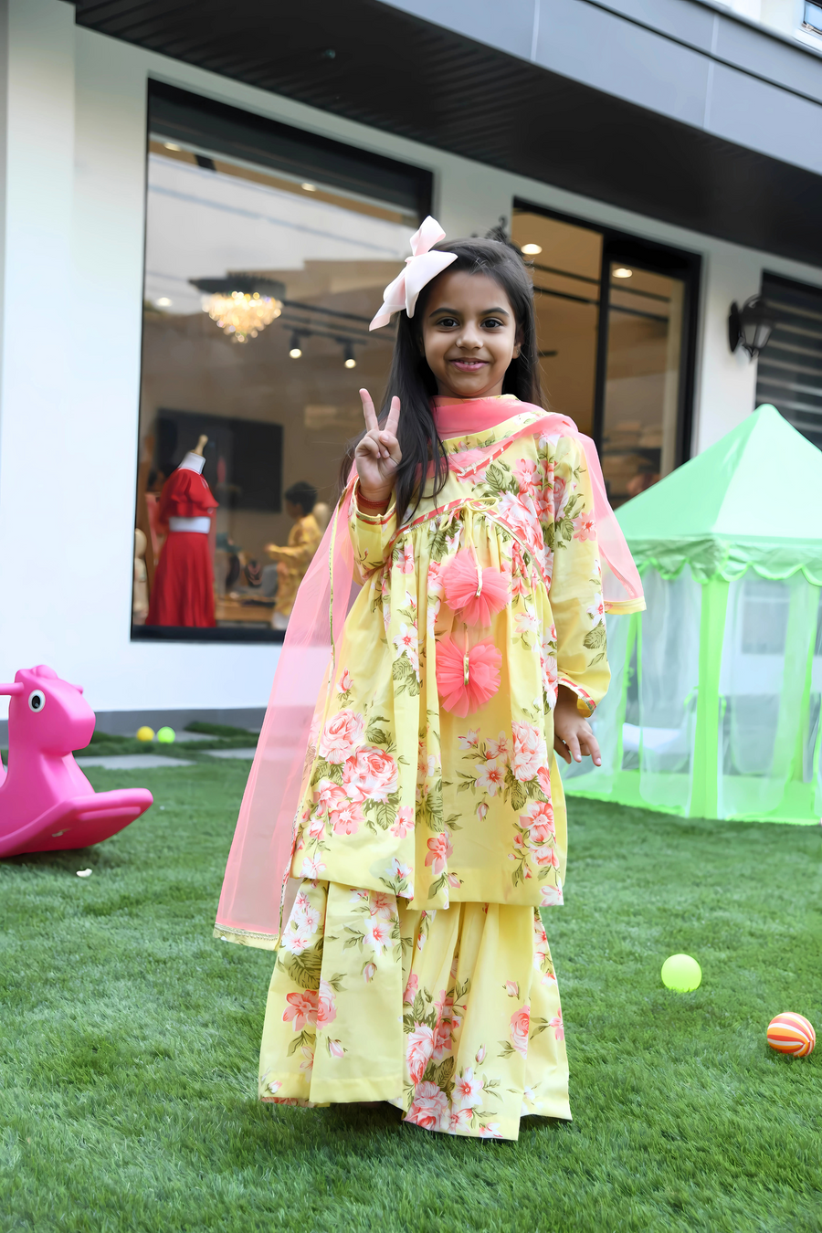 yellow cotton kurta with sharara