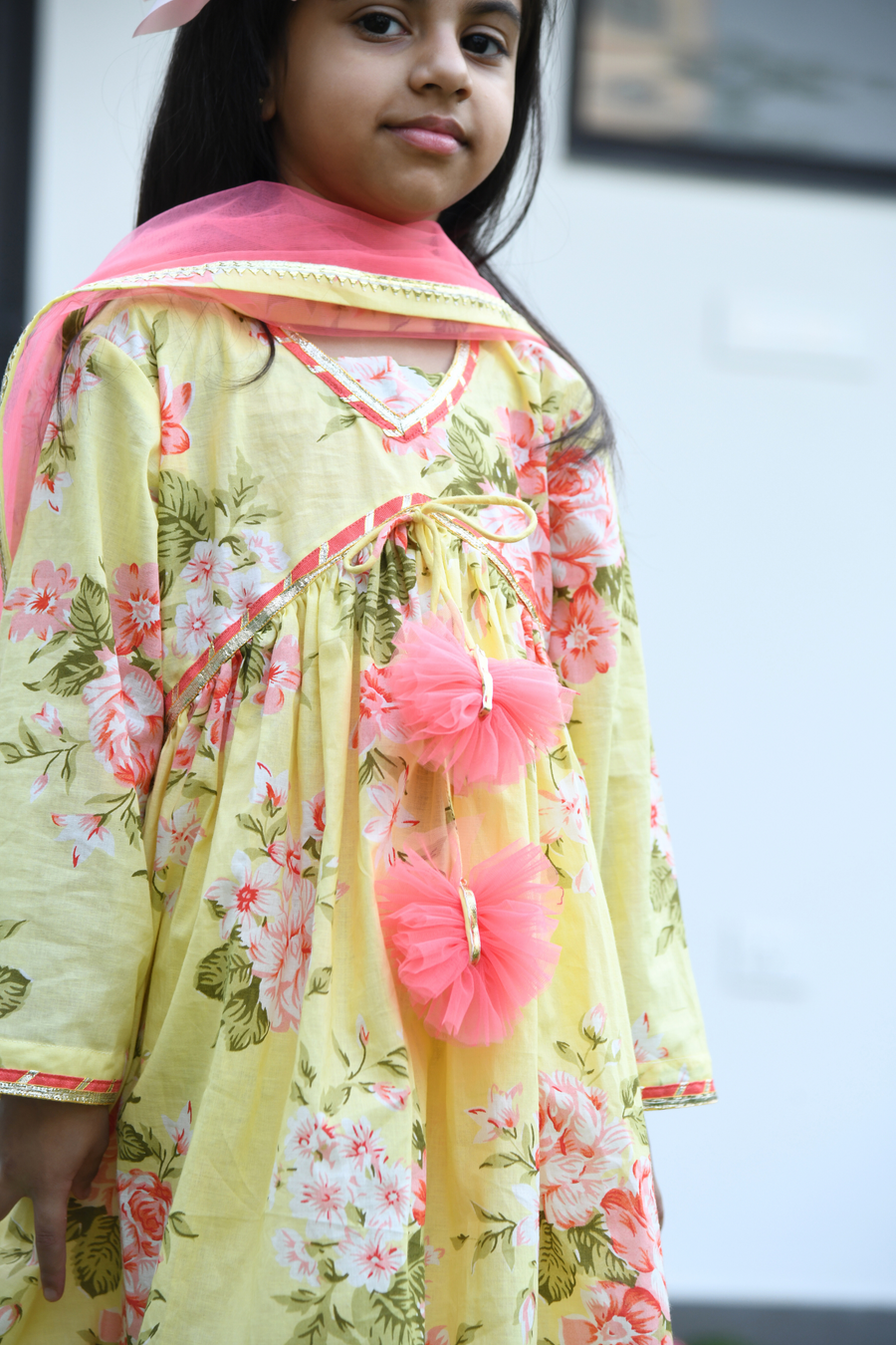 yellow cotton kurta with sharara