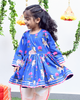 Blue Pichwai girls kurta with dhoti pants
