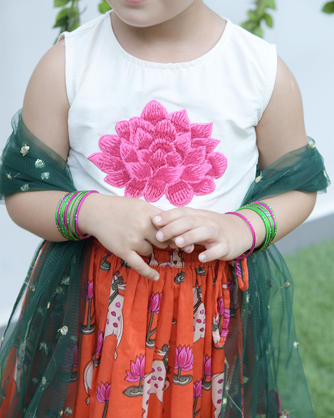 Orange Pichwai Lengha set