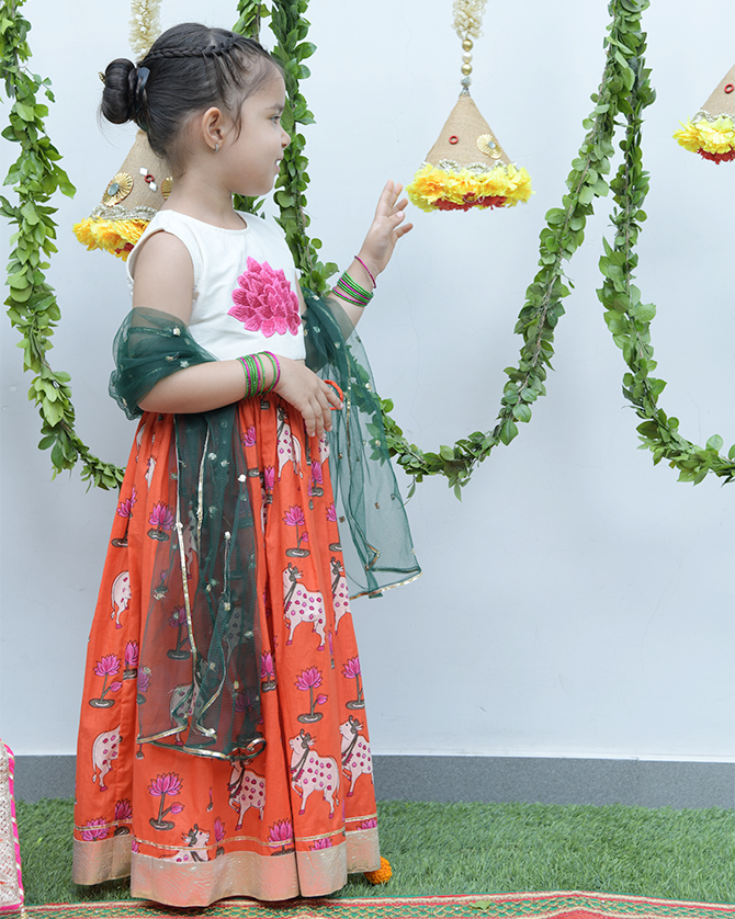 Orange Pichwai Lengha set