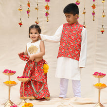  Off white kurta set with Patola jacket