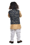 Beige Kurta With Blue Jacket
